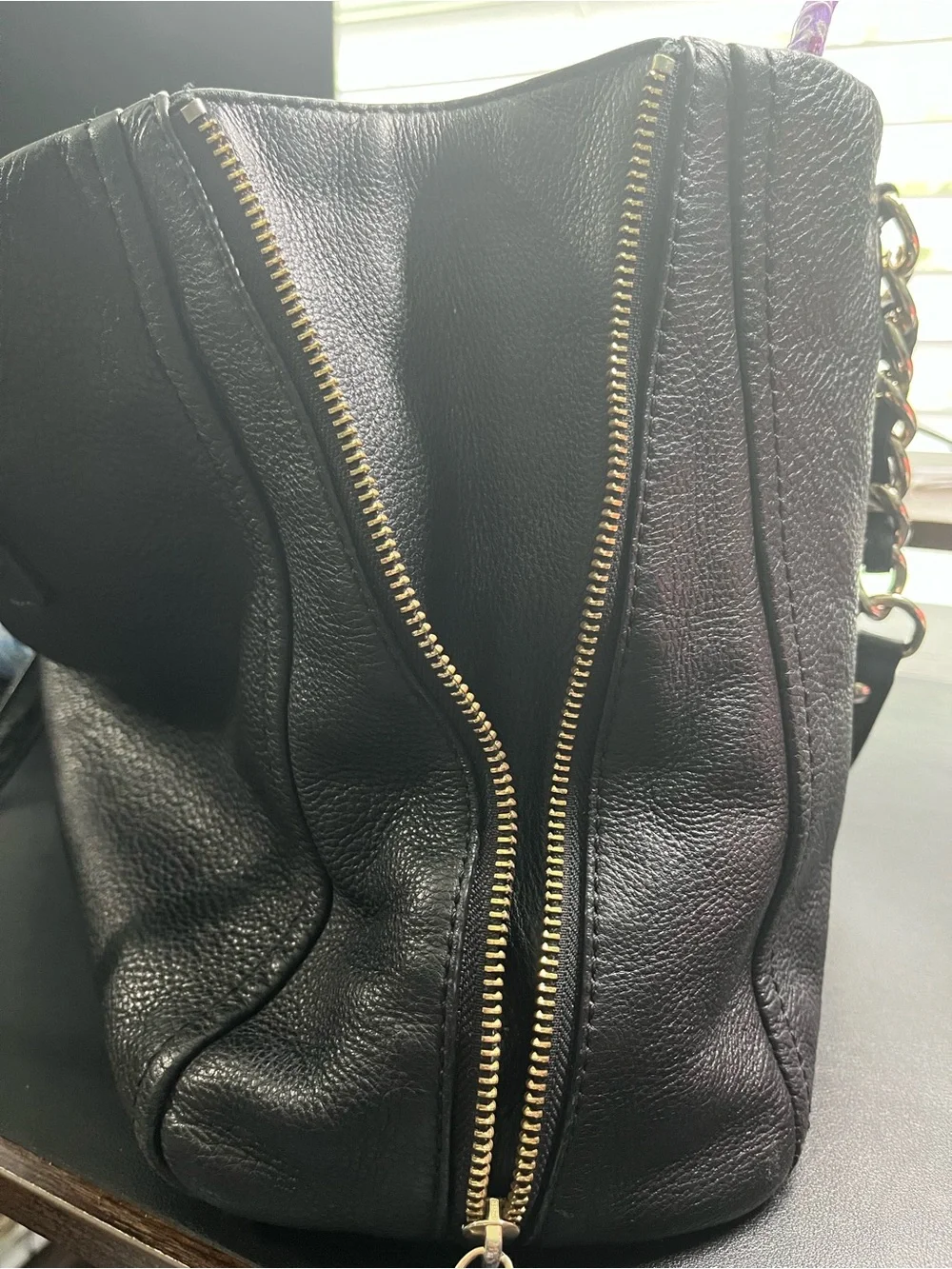 kate spade Cobble Hill Andee Chain-Handle Black Leather Shoulder Tote